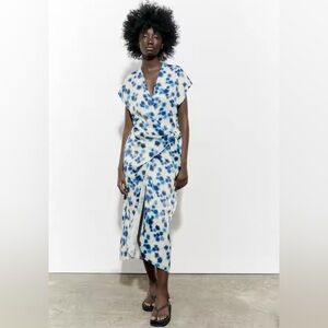 Zara Blue Floral Wrap Dress